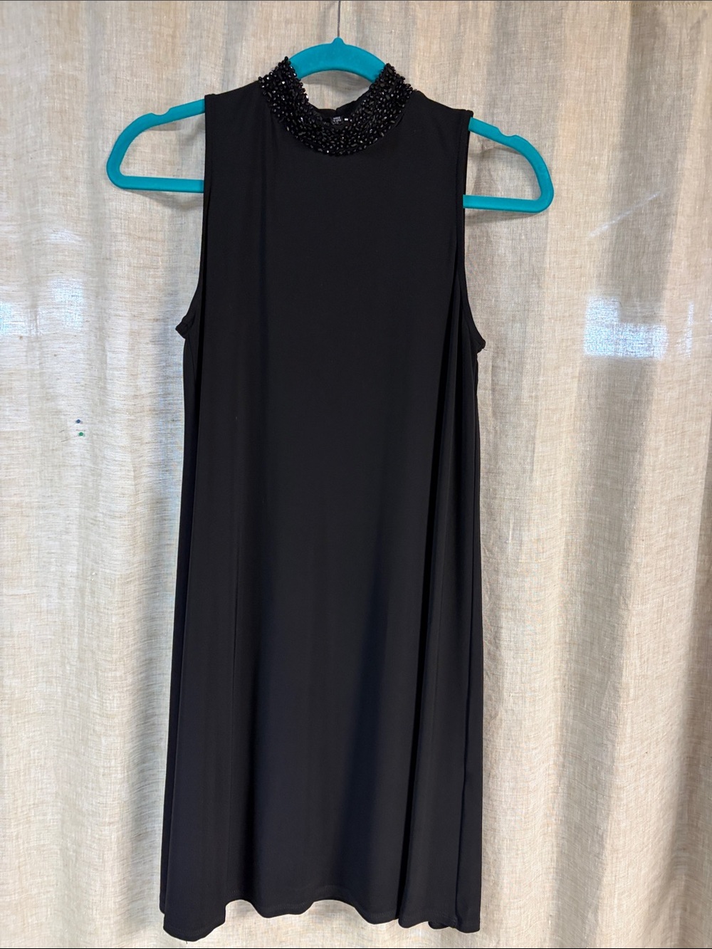 Tiana B.Little Black dress Beaded Mock Neck Mini Dress